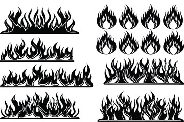 Abstract Flame Graphics Collection Stylized Flame Clusters and Shapes for Creative Design Projects