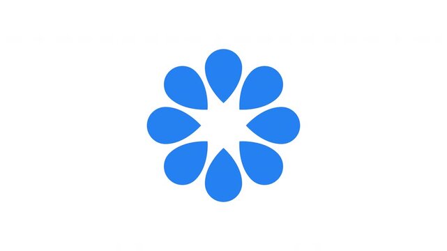 Droplet petals expanding into full circular loading animation. Rotating flower design. Animated throbber on transparent background. UI design element 4K video for update. Progress indicator, buffering