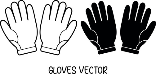 Obraz premium work gloves silhouette vector, rubber hand gloves line art vector, gloves outline, gloves black icon, gloves symbol