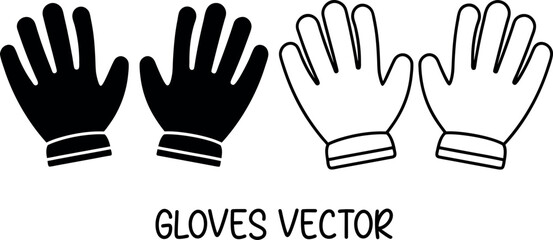 work gloves silhouette vector, rubber hand gloves line art vector, gloves outline, gloves black icon, gloves symbol
