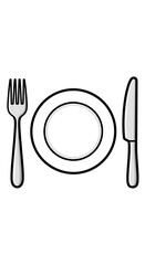 Elegant Place Setting - Fork, Plate, and Knife Illustration.