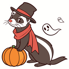 Playful Playful Ferret design with Spooky Fun shades in a Halloween setting