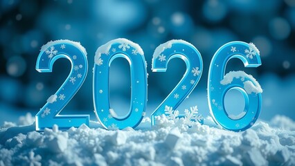 White Number 2026 on Snow Happy New Year Christmas Postcard