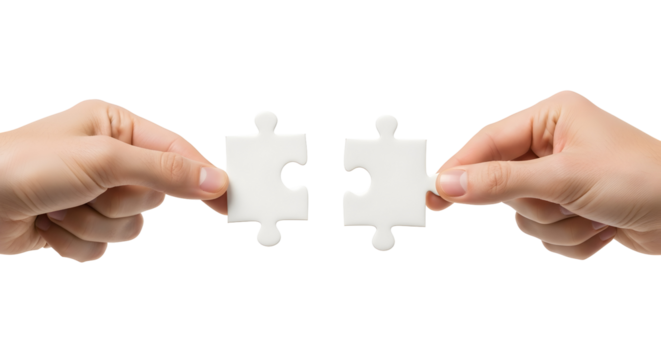 Connecting Puzzle Pieces Solution Teamwork Strategy Collaboration Concept - Powered by Adobe