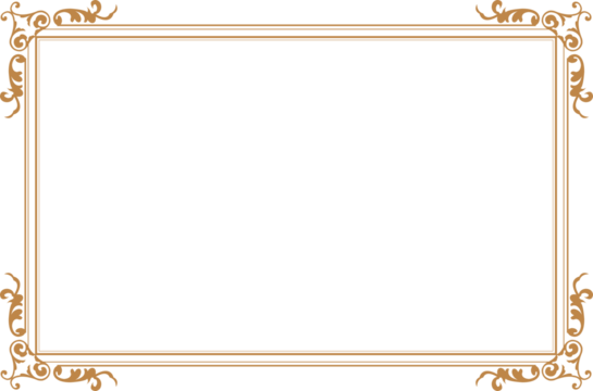 Vintage Ornate Rectangular Decorative Frame Border - Gold Scrollwork Design. 1084