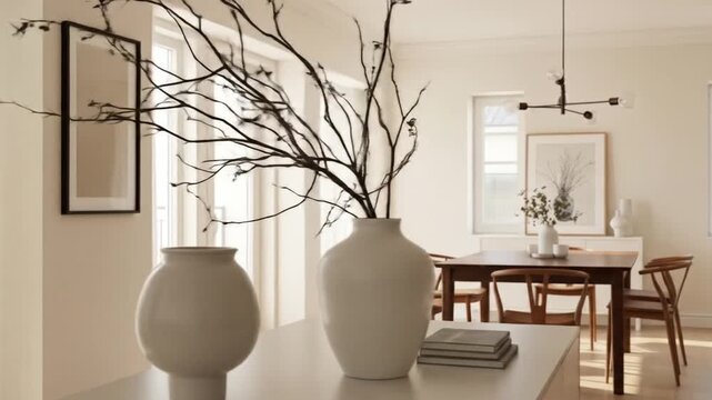 Bright and Airy Modern Dining Room with Minimalist Decor.