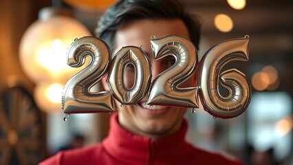 White Number 2026 on Snow Happy New Year Christmas Postcard