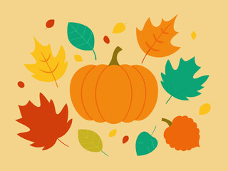 Naklejka premium autumn leaves and pumpkins collage