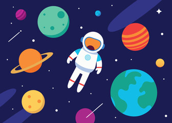 Space Astronaut And Planets Collage