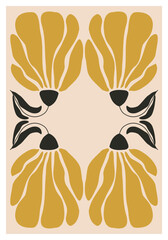 Minimalist poster with abstract art botanical composition in trendy contemporary collage style