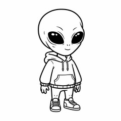 Obraz premium Cute Alien in Hoodie
