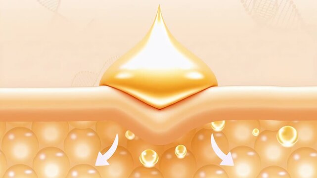 Oil serum drop on skin cells layer, gluta or vitamin revitalize wrinkle and regain glow to skin, skin care cosmetics solution Background