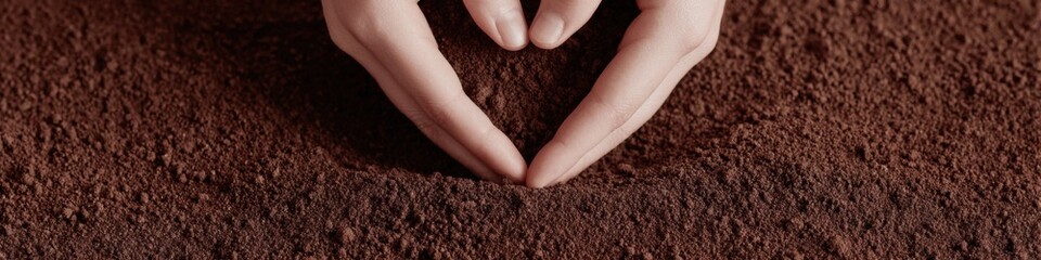 Premium Authentic Hands Forming Heart Shape with Soil in Eco-Friendly Garden Bed for Sustainable Growth Marketing and Social Media Campaigns