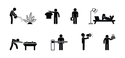 People working, icon set, stickman figure