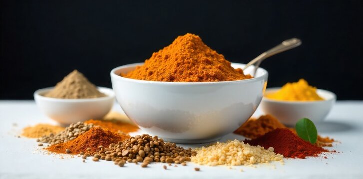 Global Flavors Mosaic A collage of diverse culinary ingredients and dishes from around the world, celebrating food diversity. A dynamic, overhead mosaic composition featuring a diverse collection of