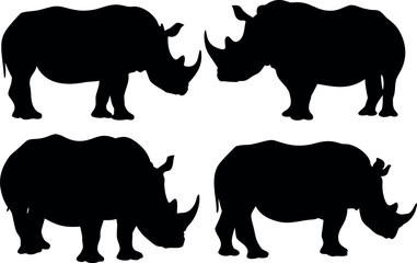 rhino black silhouette vector set, rhino black symbol