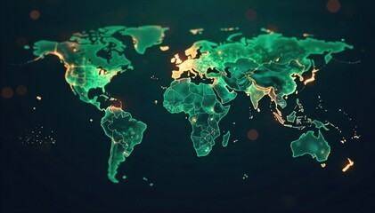 Abstract representation of global business connections and data flow An abstract, vibrant visualization representing global business connections. Intertwined lines and luminous nodes form a complex