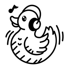 A doodle style icon showing listening music
