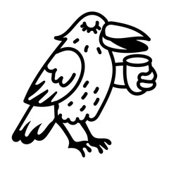 A doodle style icon showing drinking coffee

