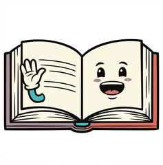 Happy Cartoon Textbook Mascot Welcoming Students