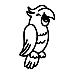 A sketchy style icon representing laughing parrot