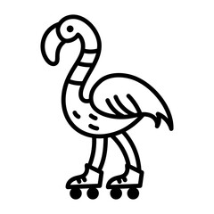 Hand drawn style icon depicting flamingo standing