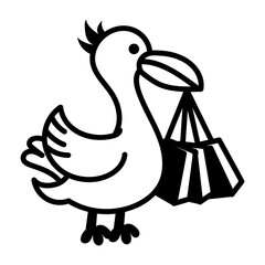 Hand drawn style icon depicting flamingo standing