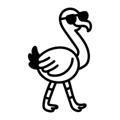 Hand drawn style icon depicting flamingo standing