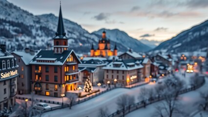 Four Birds Sitting on a Snowy Branch in Winter
