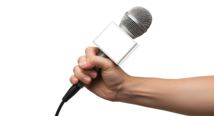 Hand Holding Microphone News Interview Reporter Mic Speech Press Conference