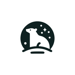 Serene Polar Bear Silhouette in the Night Sky