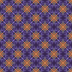 Ornamental Floral Pattern in Purple and Orange