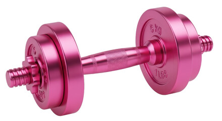 Shiny black dumbbell with adjustable weight plates for fitness training. Isolated on transparent