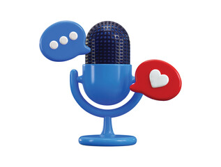 Microphone with speech bubble for announce promotion, singing and audio or podcast microphone icon vector illustration