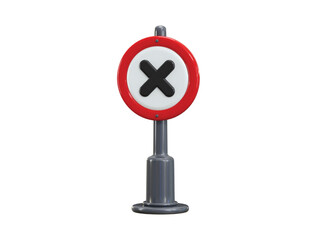 No Parking road sign board 3d render concept of road safety stand with Cross mark icon ban forbidden stand icon vector illustration
