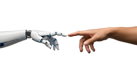 AI Robot Hand Human Finger Touch Connection Artificial Intelligence Future