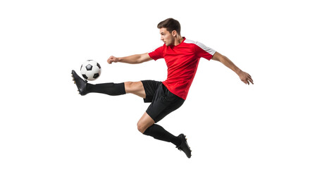 Fototapeta premium Soccer Football Player Kicking Ball Sport Action Athlete Motion Skill