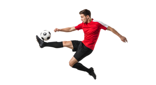 Soccer Football Player Kicking Ball Sport Action Athlete Motion Skill