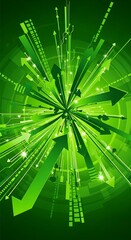 Green Technology Convergence - Arrows and Circuits in Digital Space.