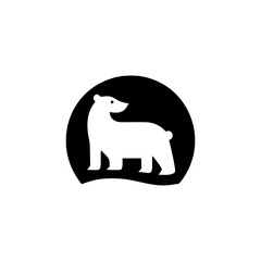 Minimalist Polar Bear Silhouette in a Circle Logo