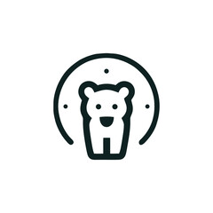 Minimalist Bear Cub Icon in a Circular Frame © Mamun360