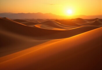 Obraz premium Golden Sand Dunes at Sunset Stunning Shadows in Arid Terrain Epic Desert Scene