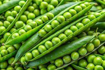 Close up of fresh green peas in pods, a healthy and tasty food