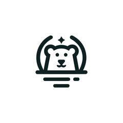 Minimalist Polar Bear Icon with Water Reflection