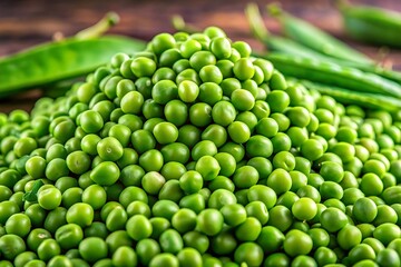 Heap of fresh green peas, close up, healthy food ingredient