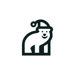 Whimsical Polar Bear with Santa Hat A Cheerful