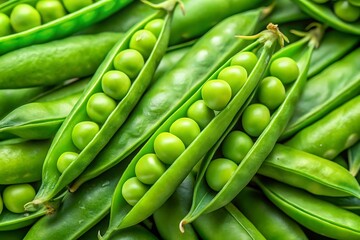 Close up of fresh green peas in pods, healthy food concept