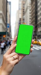 Smartphone with Green Screen in New York City.