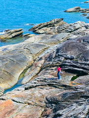 Beautiful beach and rocky scenery at Khao Phlai Dam, Khanom Beach-Southern Sea Islands National Park