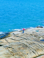 Beautiful beach and rocky scenery at Khao Phlai Dam, Khanom Beach-Southern Sea Islands National Park